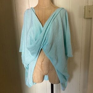 NEW SAVE THE OCEAN Knit Twist Poncho Wrap Light Green